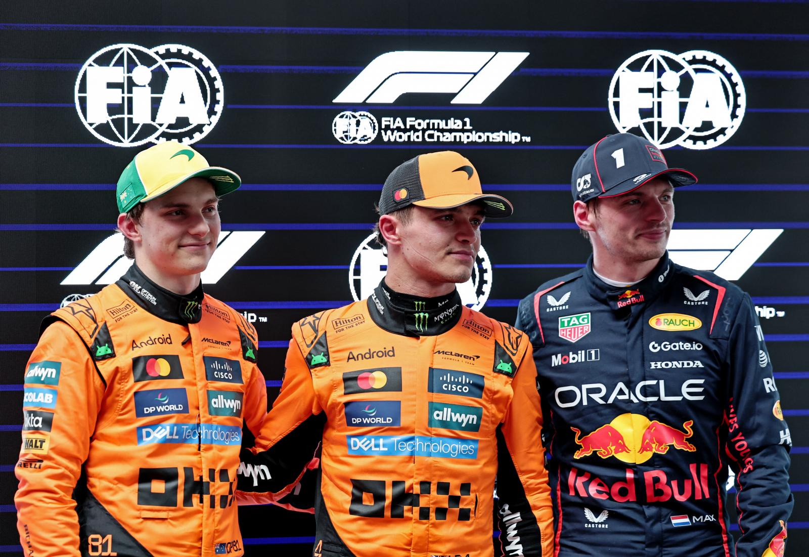 Piastri, Norris y Verstappen tras la clasificación del GP de Australia.