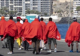 Un grupo de migrantes a su llegada a Gran Canaria.