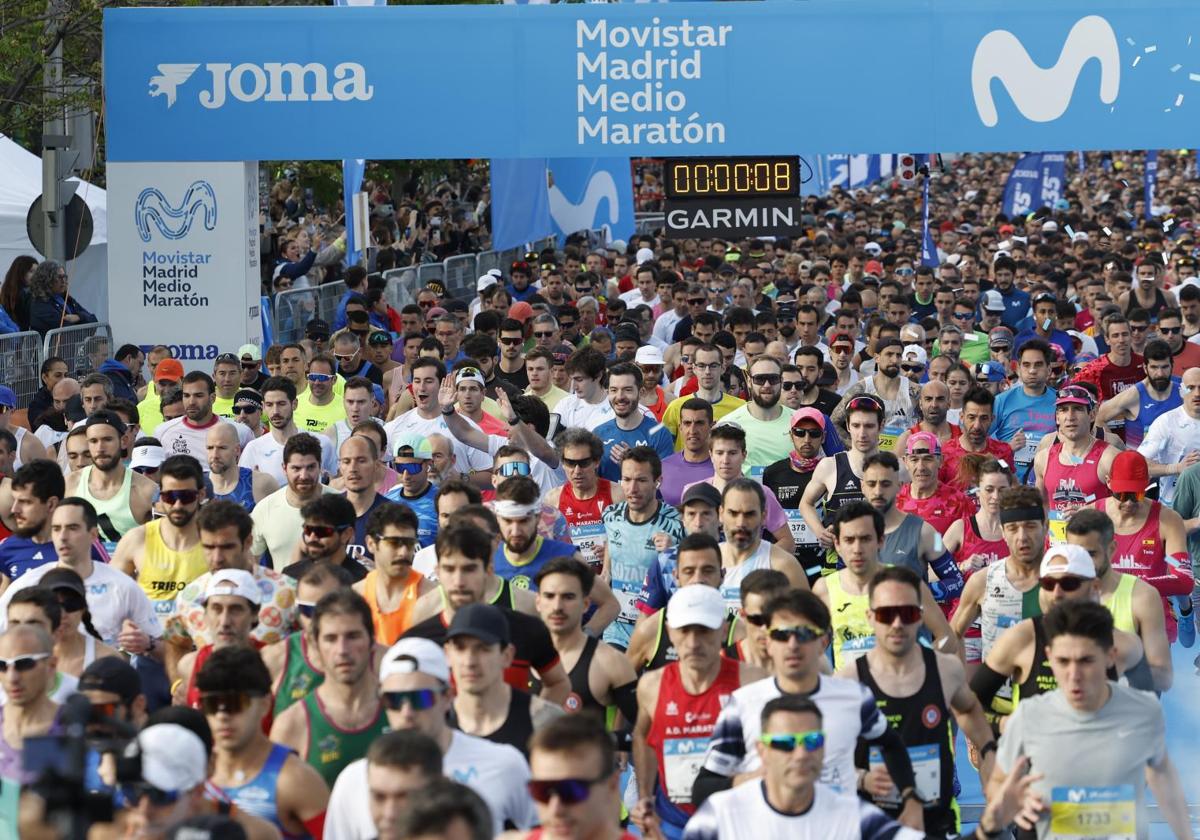Runners at the start of the Madrid Half Marathon.