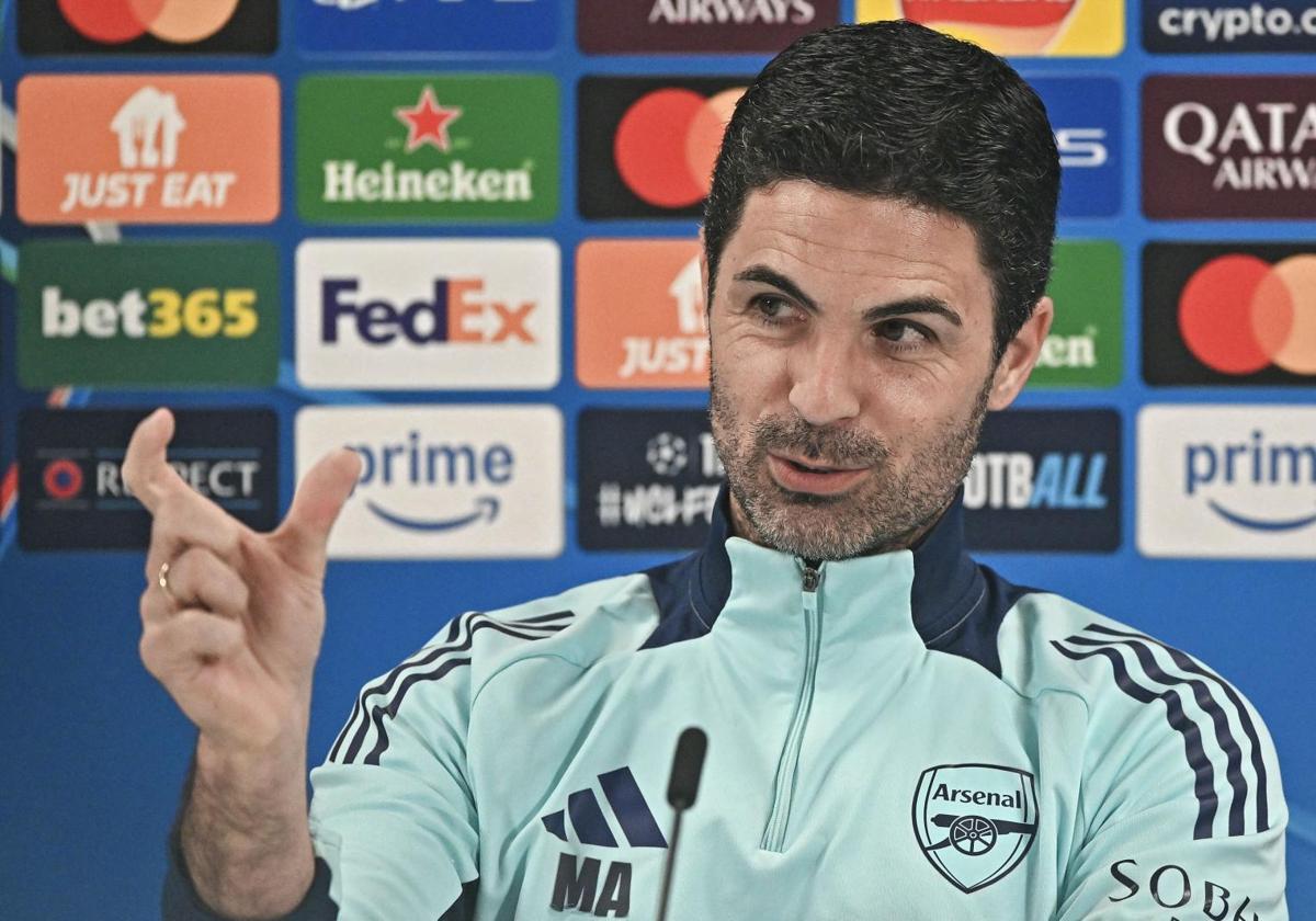 Mikel Arteta, during a press conference.