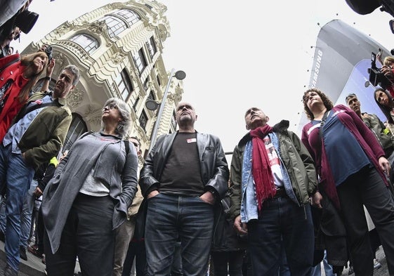 Los secretarios generales de CCOO y UGT, Unai Sordo y Pepe Álvarez, encabezan la manifestación del Primero de Mayo en Madrid