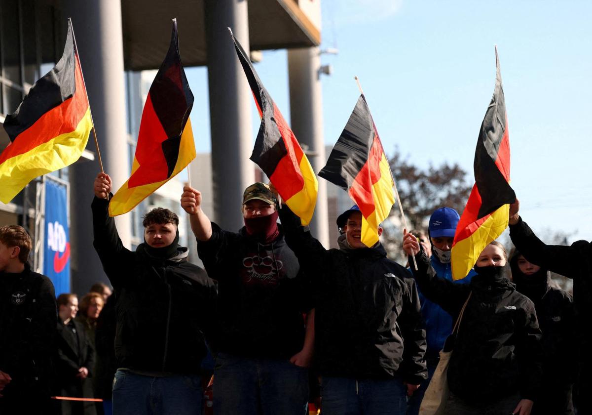 Simpatizantes del partido ultra AfD durante un acto celebrado en Berlín.