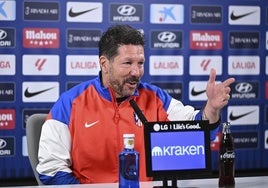 Simeone, durante su rueda de prensa previa al Alavés-Atlético.