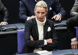 La líder del partido ultraderechista alemán AfD, Alice Weidel, este jueves en el Bundestag.