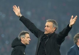Luis Enrique, técnico del PSG, celebra el pase a la final de la Champions.