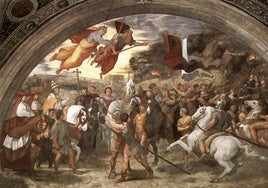 Encuentro de León I y Atila, Fresco de Rafael Sanzio (1514, Palacio Apostólico Vaticano)
