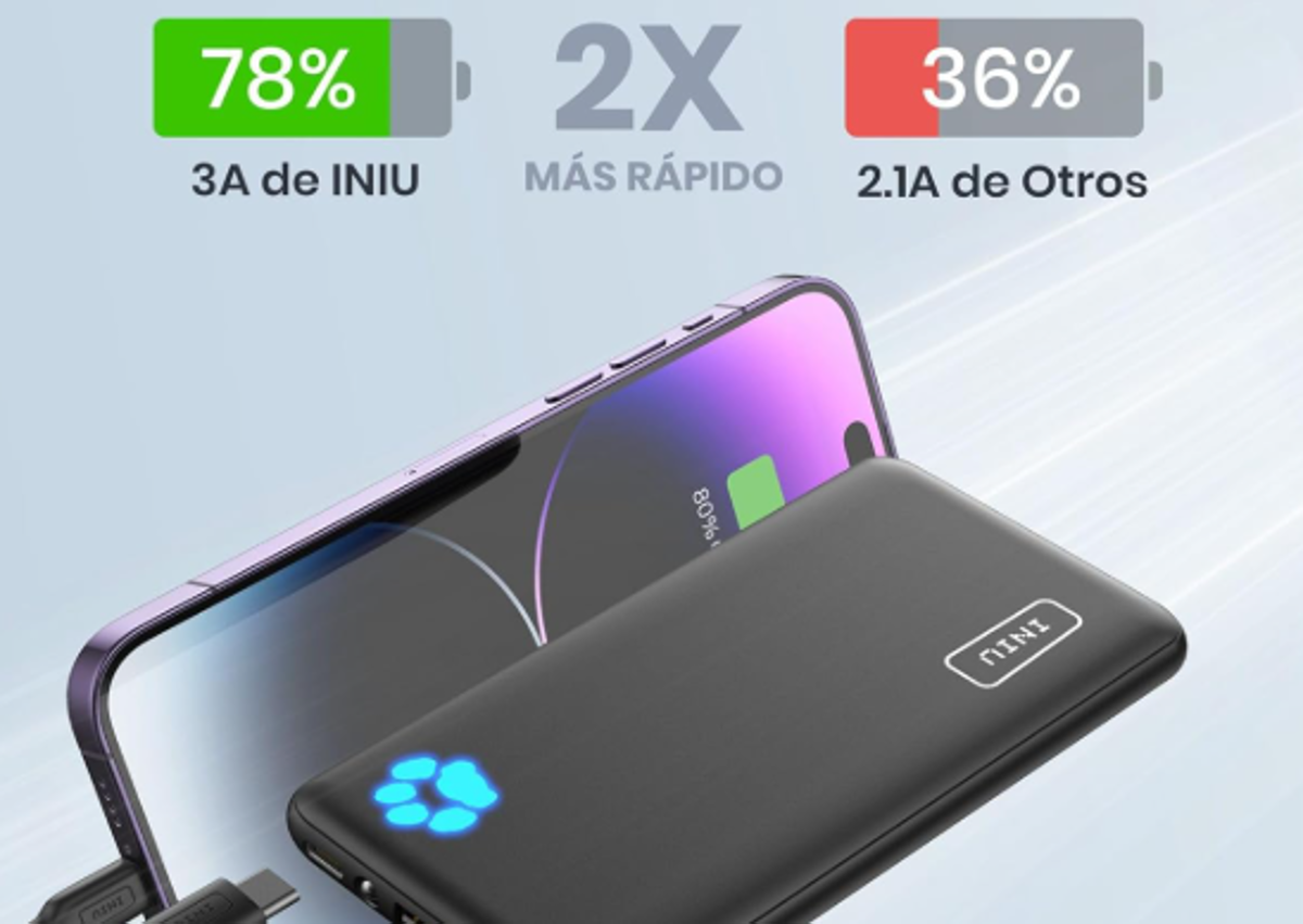 Imagen secundaria 1 - Por 20€ puedes dejar de preocuparte por la batería del móvil con esta powerbank que tiene descuento limitado