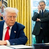 Donald Trump, junto a Scott Bessent y Howard Lutnick, secretarios del tesoro y de comercio, respectivamente, en la Casa Blanca.