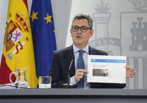 El ministro de la Presidencia, Justicia y Relaciones con las Cortes, Félix Bolaños, durante la rueda de prensa posterior al Consejo de Ministros