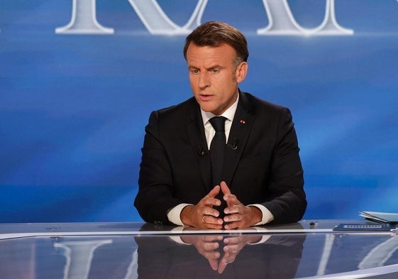 Emmanuel Macron durante su entrevista en el canal francés TF1.