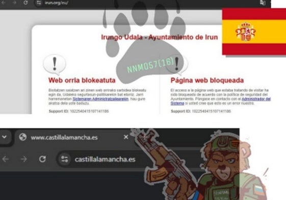 Ciberataque ruso registrado por varias web institucionales en Gipuzkoa el pasado mes de marzo.