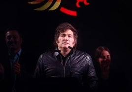 El presidente argentino, Javier Milei, durante un mitin en Buenos Aires.