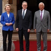 Ursula von der Leyen, Keir Starmer y António Costa antes de su reunión en Londres.