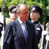 El canciller alemán, Friedrich Merz, este jueves en Lituania.