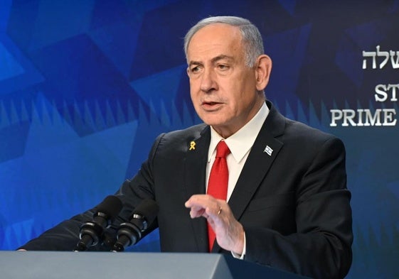 Benjamín Netanyahu, primer ministro israelí, durante su última comparecencia ante la prensa.