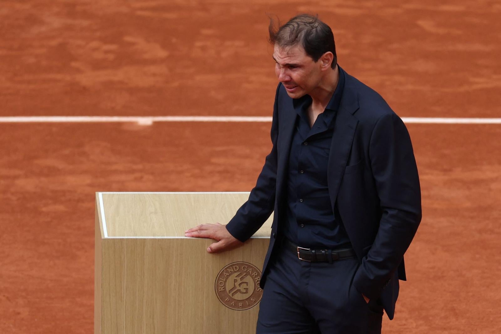 Nadal, completamente emocionado durante el acto.