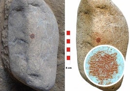 Imagen de la huella neandertal obtenida mediante el análisis multiespectral del punto rojo.