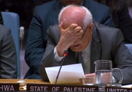 Riyad Mansour, emocinado al pronunciar su discurso en la ONU.