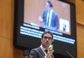 Carlos Cuerpo, este martes en el Senado.