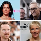 Las cantantes Dua Lipa y Annie Lennox, el exfutbolista Gary Lineker y el actor Benedict Cumberbatch.