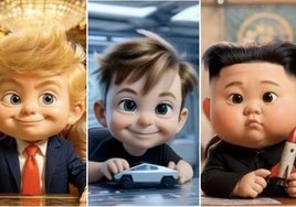Donald Trump, Elon Musk y Kim Jong-un convertidos en dibujos animados en una serie de propaganda rusa.