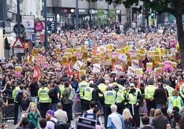 Una protesta contra la inmigración en Londres durante el pasado verano.