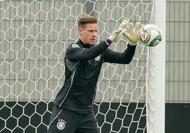 Marc-André ter Stegen, preparando con Alemania la semifinal de la Liga de Naciones contra Portugal.