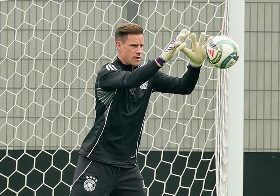 Marc-André ter Stegen, preparando con Alemania la semifinal de la Liga de Naciones contra Portugal.