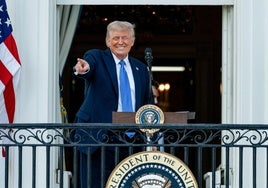 El presidente de EE.UU., Donald Trump, durante la velada de verano celebrada en el Jardín Sur de la Casa Blanca