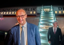 El canciller alemán, Friedrich Merz, a su llegada a Washington este jueves para reunirse con el presidente estadounidense Donald Trump.