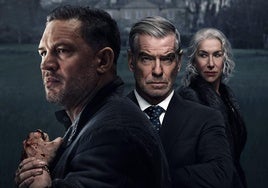 Una imagen promocional de 'Mobland', con Tom Hardy, Pierce Brosnan y Helen Mirren.