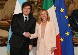 Javier Milei y Giorgia Meloni durante su encuentro en Roma este viernes.