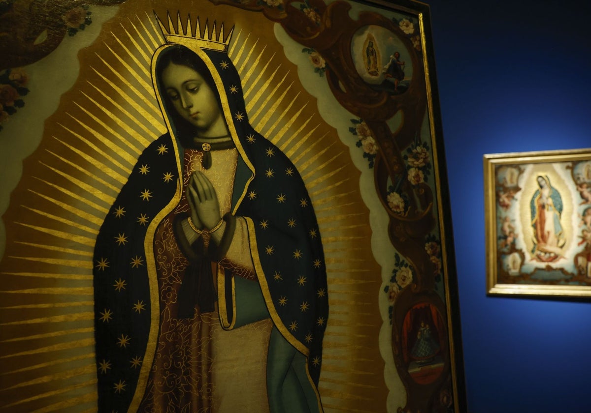 Painting of the Virgin of Guadalupe, part of the Prado Museum exhibition.