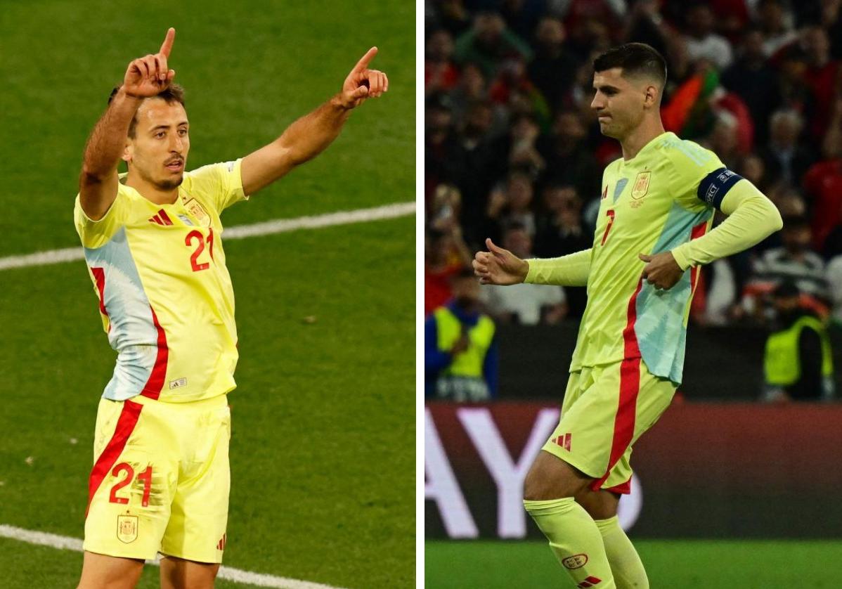 Mikel Oyarzabal y Álvaro Morata, durante la final de la Liga de Naciones.