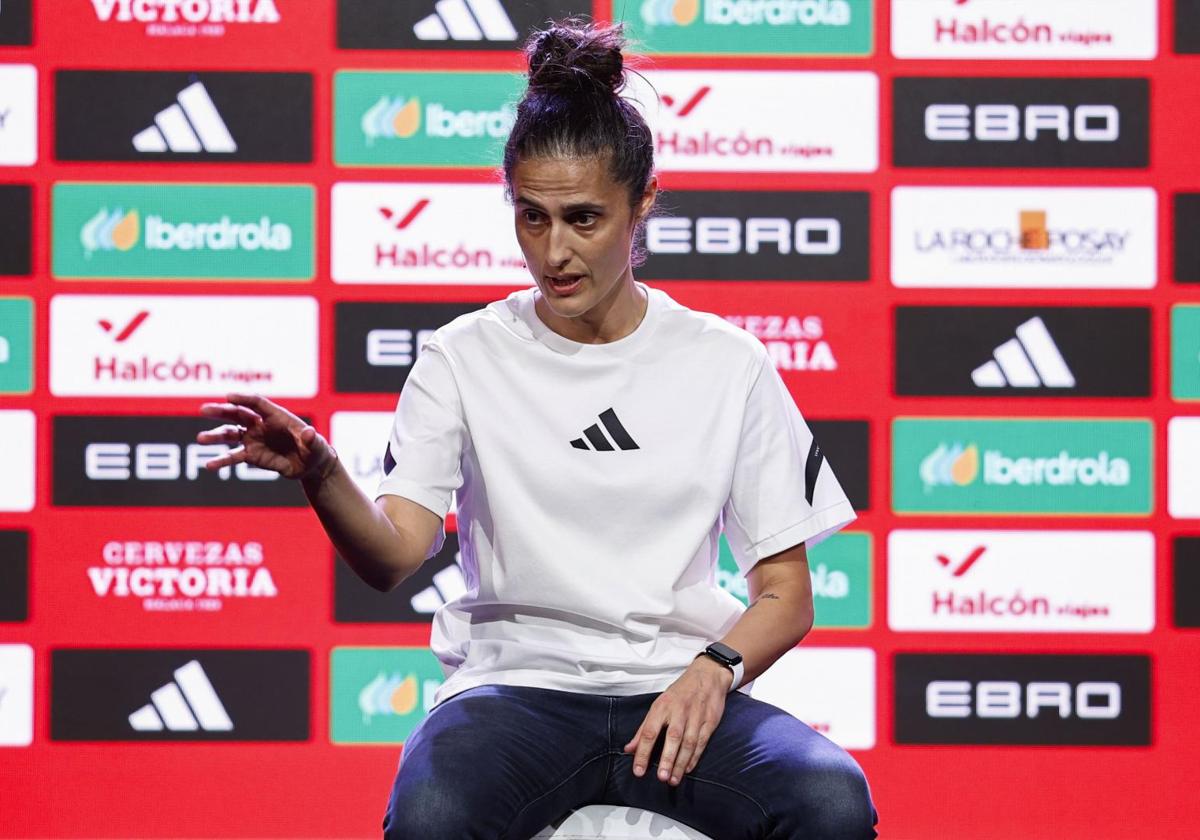 Montse Tomé, durante su rueda de prensa.