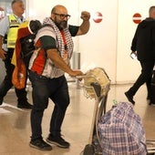 El español Sergio Toribio, a su llegada al aeropuerto de Barcelona procedente de Tel Aviv.