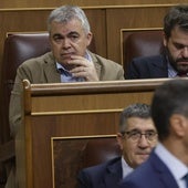 El secretario de Organización del PSOE, Santos Cerdán, durante la sesión de control al Ejecutivo este miércoles.