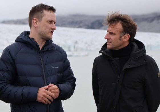 Macron, presidente francés, y Nielsen, primer ministro de Groenlandia.