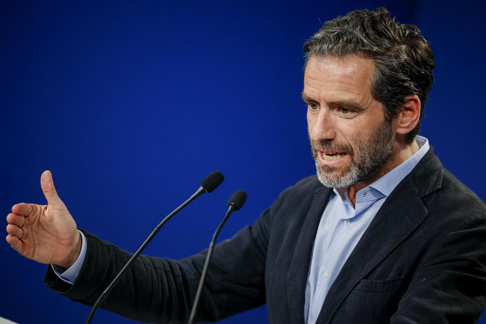El portavoz nacional del PP, Borja Sémper, durante la rueda de prensa tras el Comité de Dirección