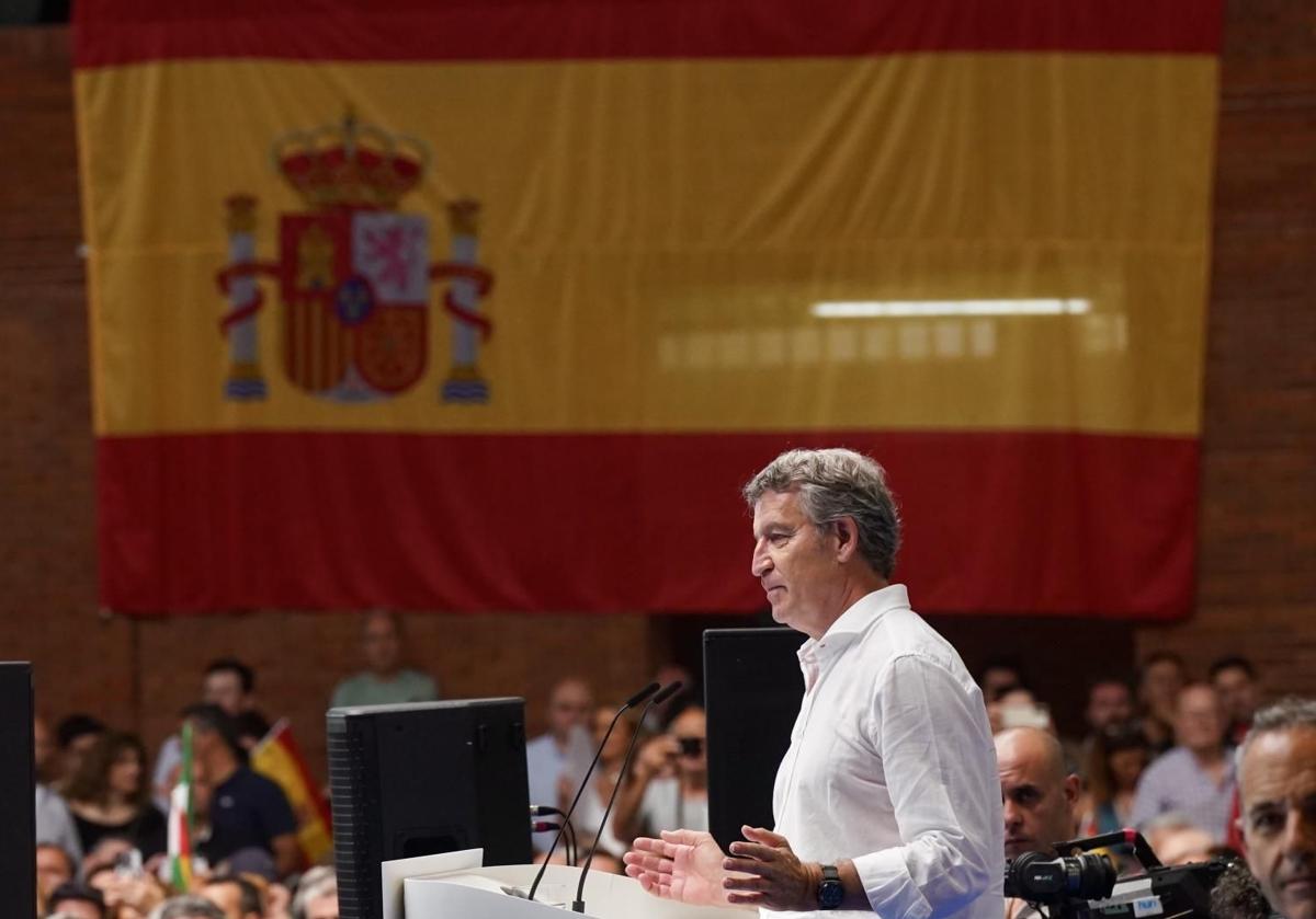 Alberto Núñez Feijóo, este domingo durante un acto del PP en Málaga.