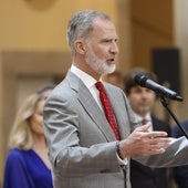 El rey Felipe VI da un discurso en un acto en Madrid, en una foto de archivo.