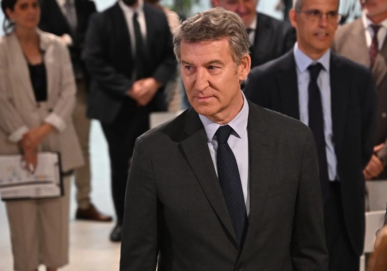 Alberto Núñez Feijóo este martes a su llegada al Foro Abc.