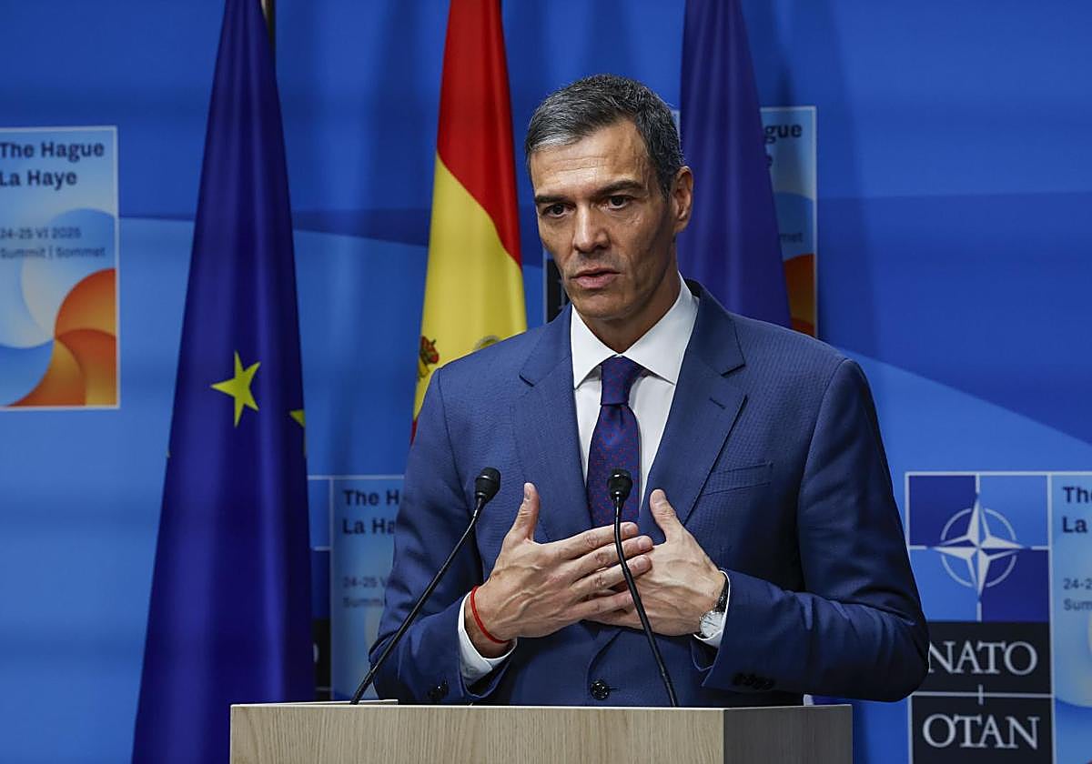 Pedro Sánchez, durante la rueda de prensa.