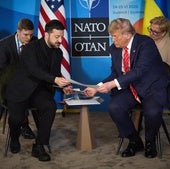 Volodímir Zelenski y Donald Trump durante la cumbre de La Haya.