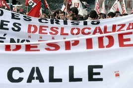 Manifestación en contra de los despidos