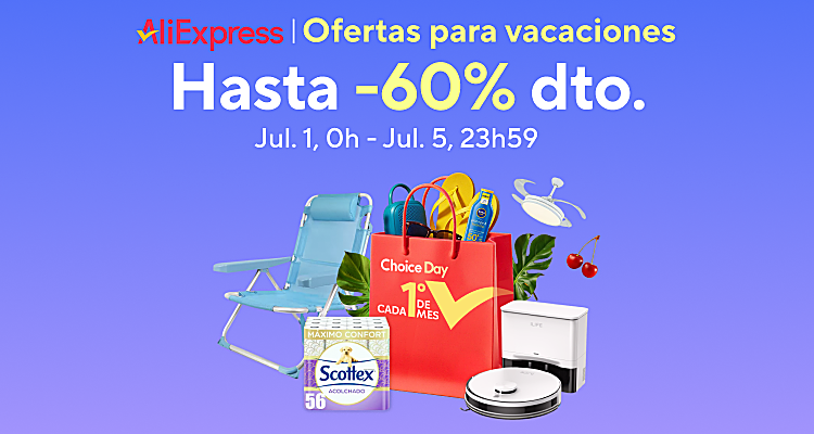 Ofertas para vacaciones: consigue hasta un 60% de descuento con el Choice Day de AliExpress