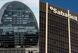 Sedes de BBVA y de Banco Sabadell.