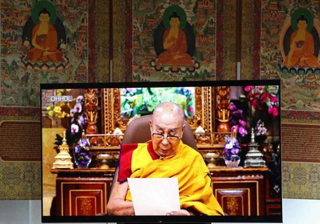 El Dalai Lama durante su discurso de este miércoles.