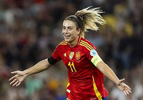 Alexia Putellas celebra el gol que marcó el jueves ante Portugal.