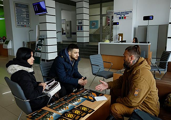 Centro de reclutamiento en Ucrania.